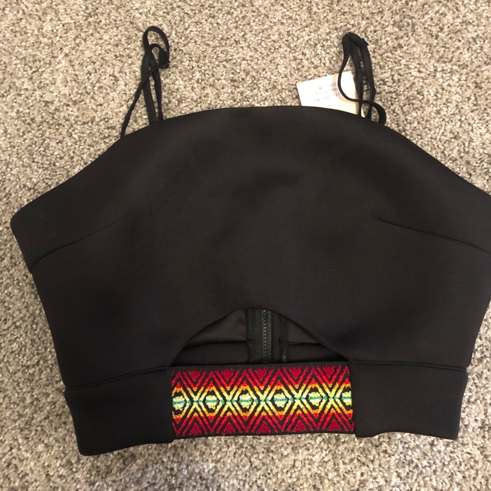 LF tribal black crop top NWT small